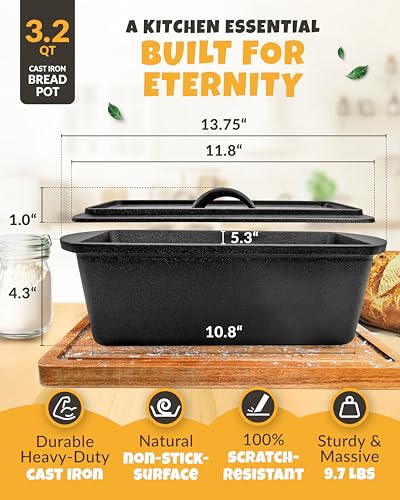 Rectangular Cast Iron Dutch Oven 3.2QT with Lid K92704