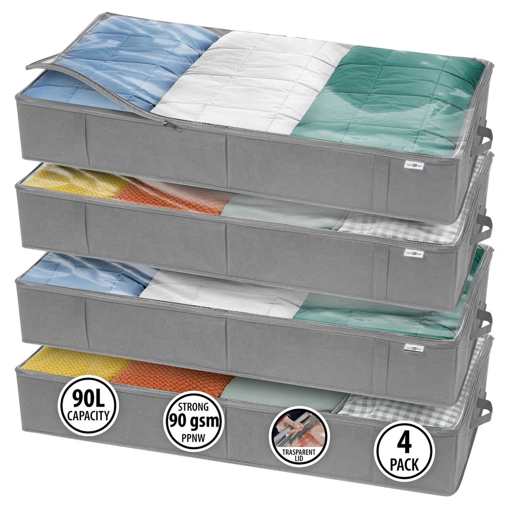 Gray 4 Pack Under Bed Storage Containers P832