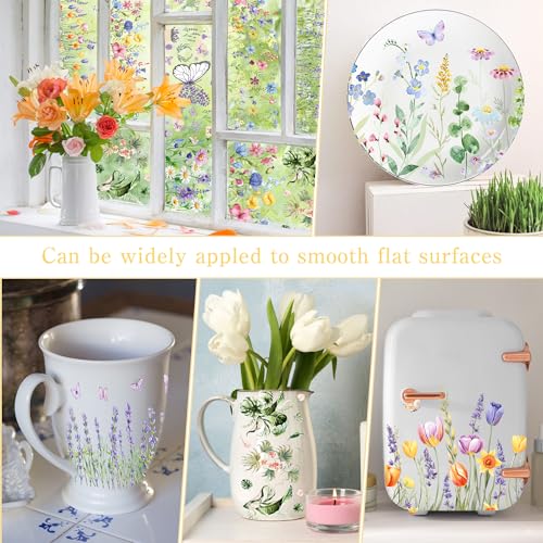 10 Pcs Botanical Flower Rub on Transfer Stickers C949531