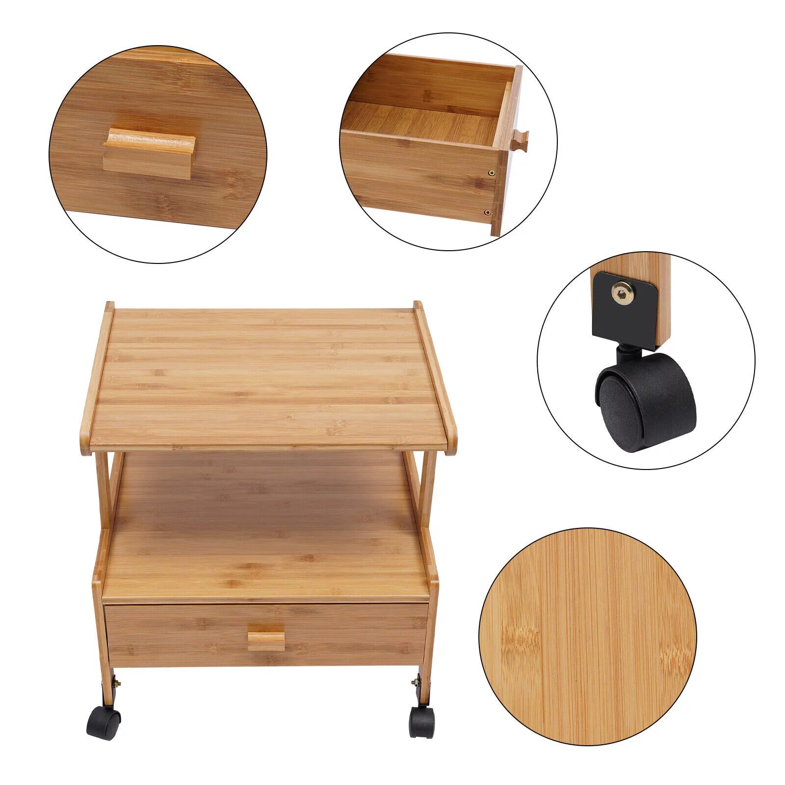 2-Tier Mobile Printer Stand with Wheels N25823
