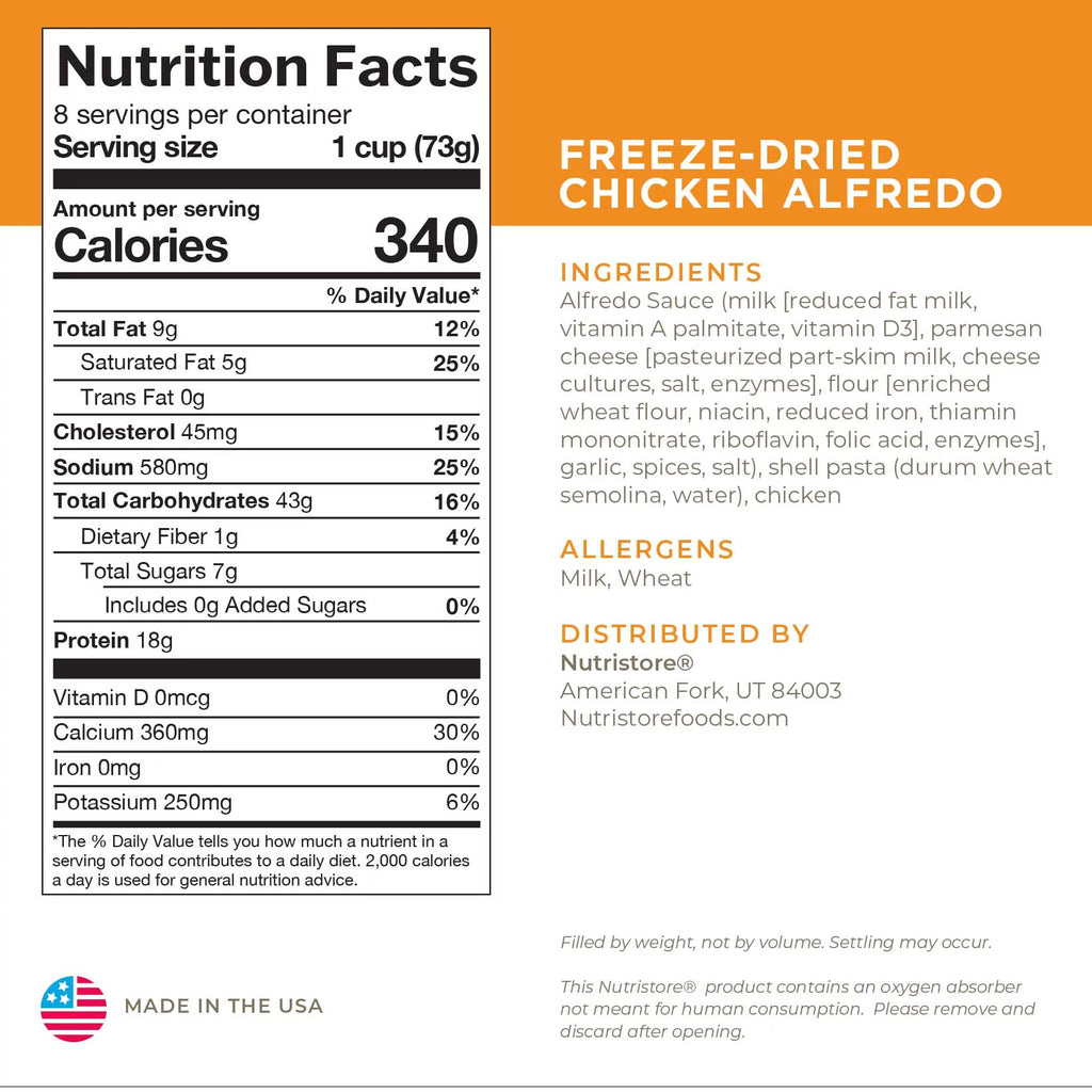 Freeze-Dried Chicken Alfredo Emergency Survival Bulk Food Storage Meal V682062