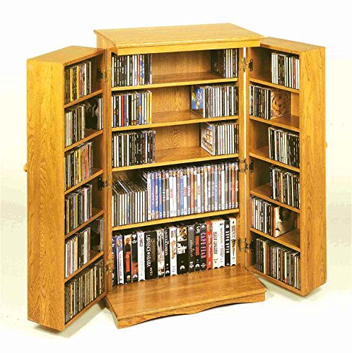 Solid Oak Multimedia Storage Cabinet with Espresso U2776
