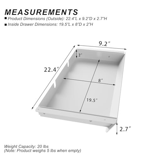 22.4'' Long & 9.2'' deep Under Desk Sliding Drawer with 2 Cable Hole G43920