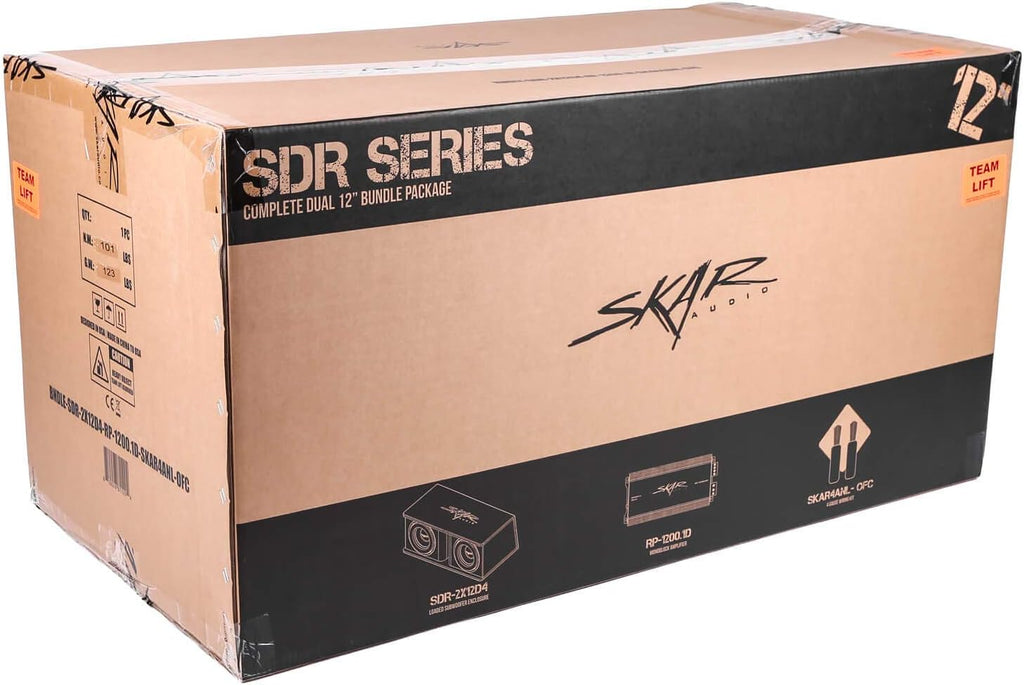 Dual 12" Subwoofer Bass Package with Loaded Enclosure and Amplifier D4052