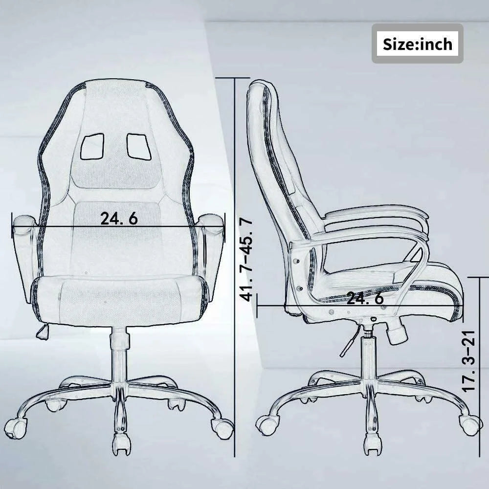 Ergonomic PU Leather High Back Gaming Chair with Lumbar Support Q980988