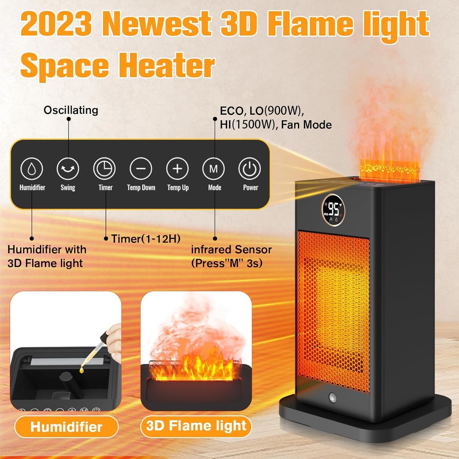PTC Portable Electric Ceramic Space Heater with Oscillating A421