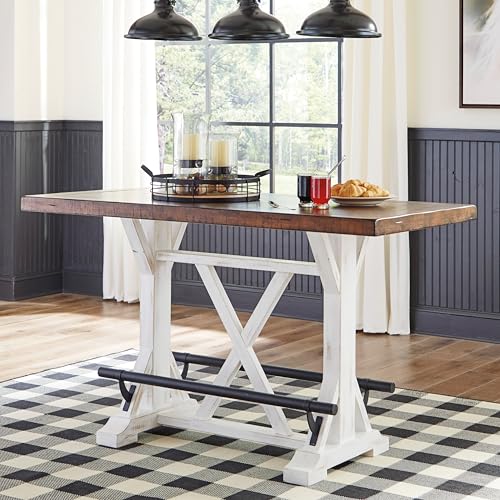 Rustic Farmhouse Counter Height Dining Table, Brown & White B79205