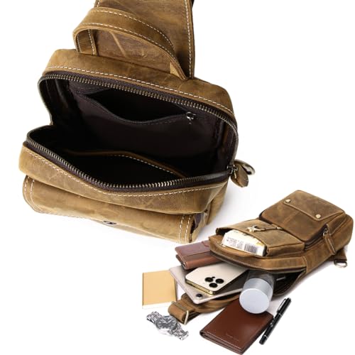 Brown Genuine Leather Sling Backpack C86145