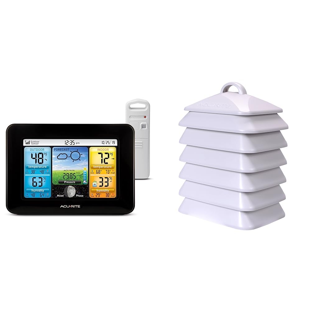 White Home Weather Station with Color Display and Indoor Outdoor Thermometer H61076