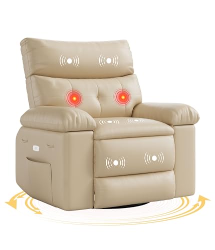 Electric Swivel Massage Chair with Vibration and Heating, PU Leather Single Sofa Z499877