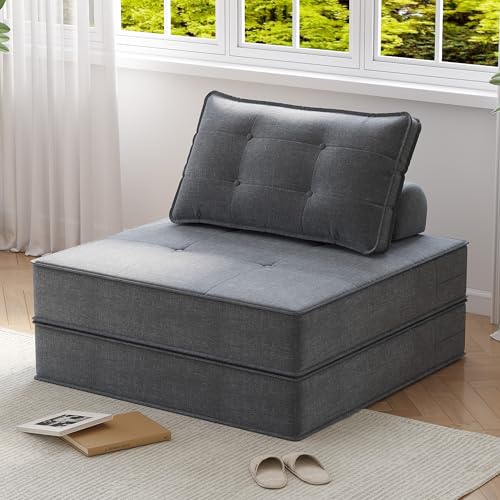 Beige Folding Sofa Bed with Pillow Y2272
