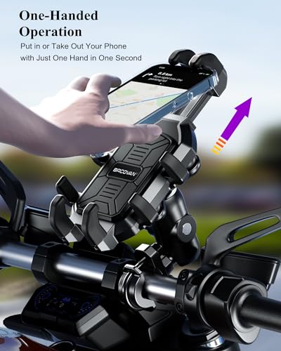 Motorcycle Phone Holder with Vibration Dampener, Adjustable Handlebar Cradle Fit 5.4''-7.2'' Smartphone A167