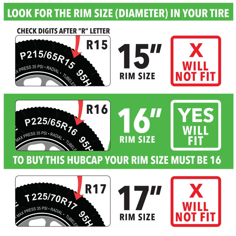 16 Inch Hubcaps Set of 4 F33111