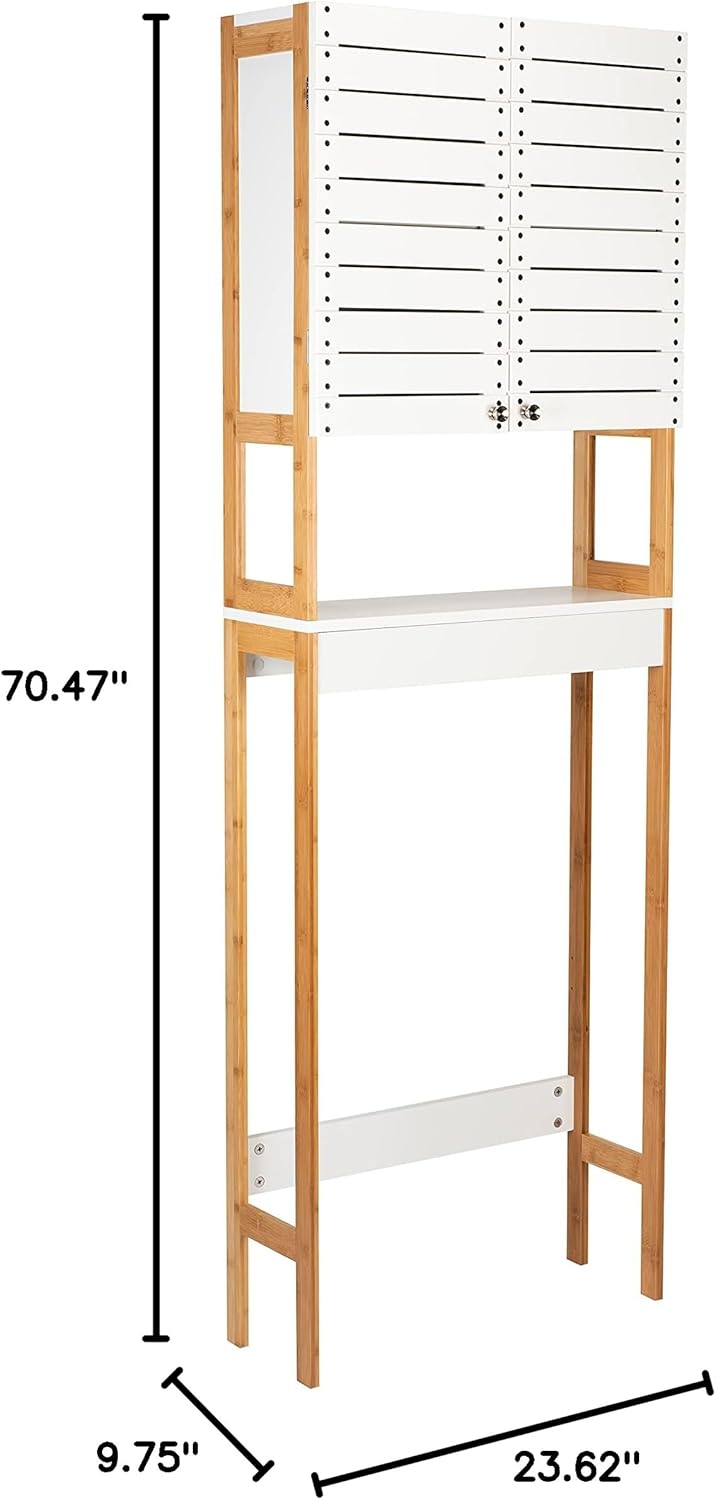 White Bamboo 3 Shelf Over The Toilet Cabinet D892846
