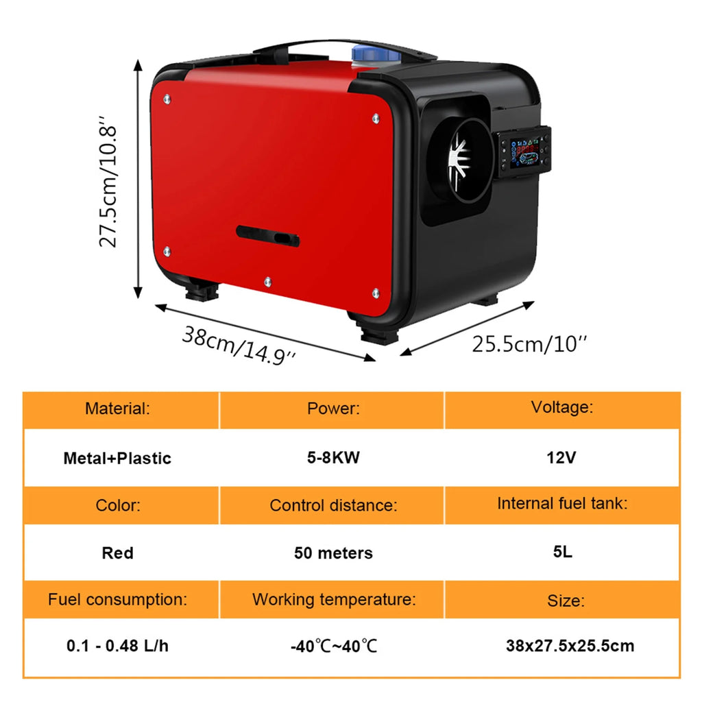 8KW Diesel Air Heater with LCD Display Remote Control W531296