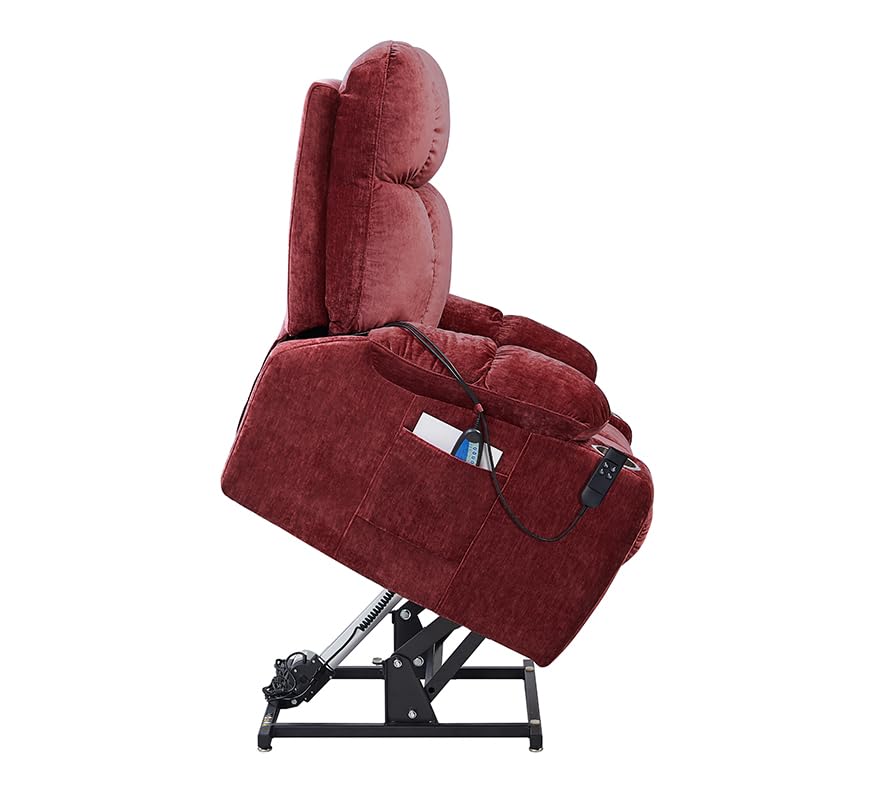 Large Power Lift Recliner Chair with Heat and Massage, Dark Brown M3057