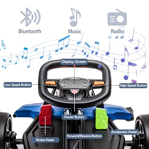 24V Electric Go Kart for Kids, Licensed Battery Powered Drift Racing Go Kart, 7.5 MPH Drift Kart with 400W Motor, Kids Race Pedal Go Karting Car with Damping System, Seat Belt L897608