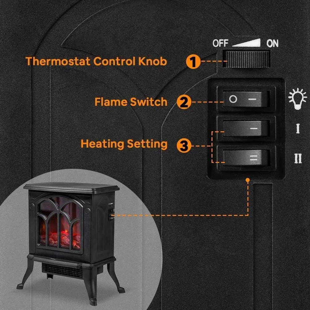 Black Infrared Quartz Electric Fireplace Stove Heater L5299