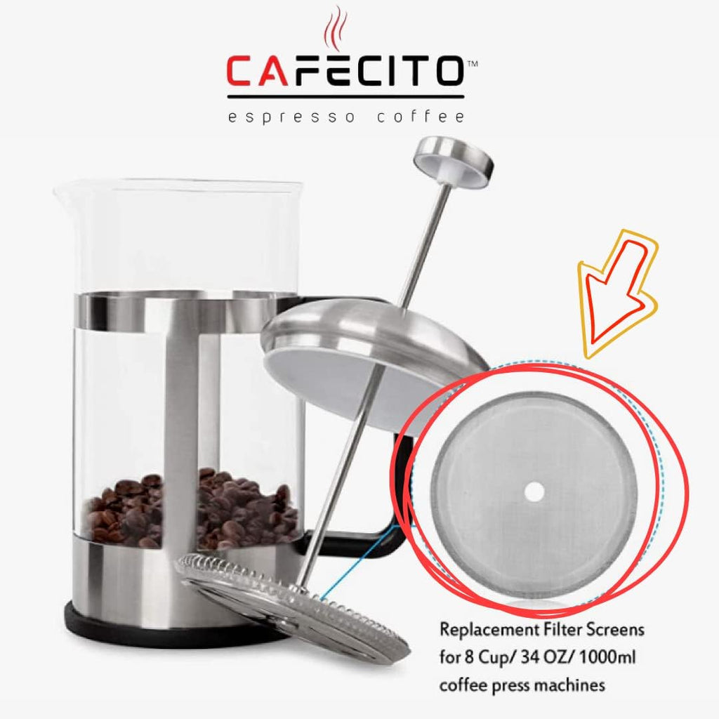 French Press Filter Replacement (2-pack) Food Grade 304 Stainless Steel Wire Mesh 8-Cup T2316