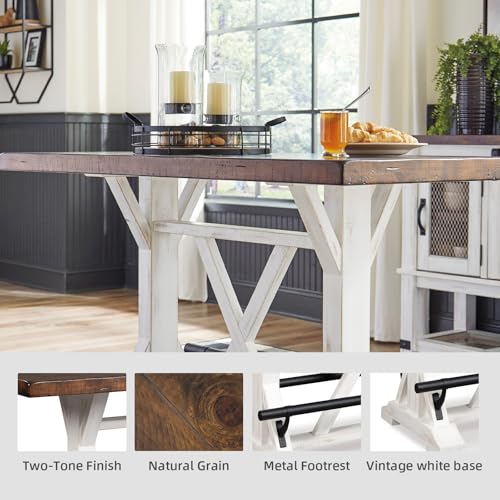 Rustic Farmhouse Counter Height Dining Table, Brown & White B79205