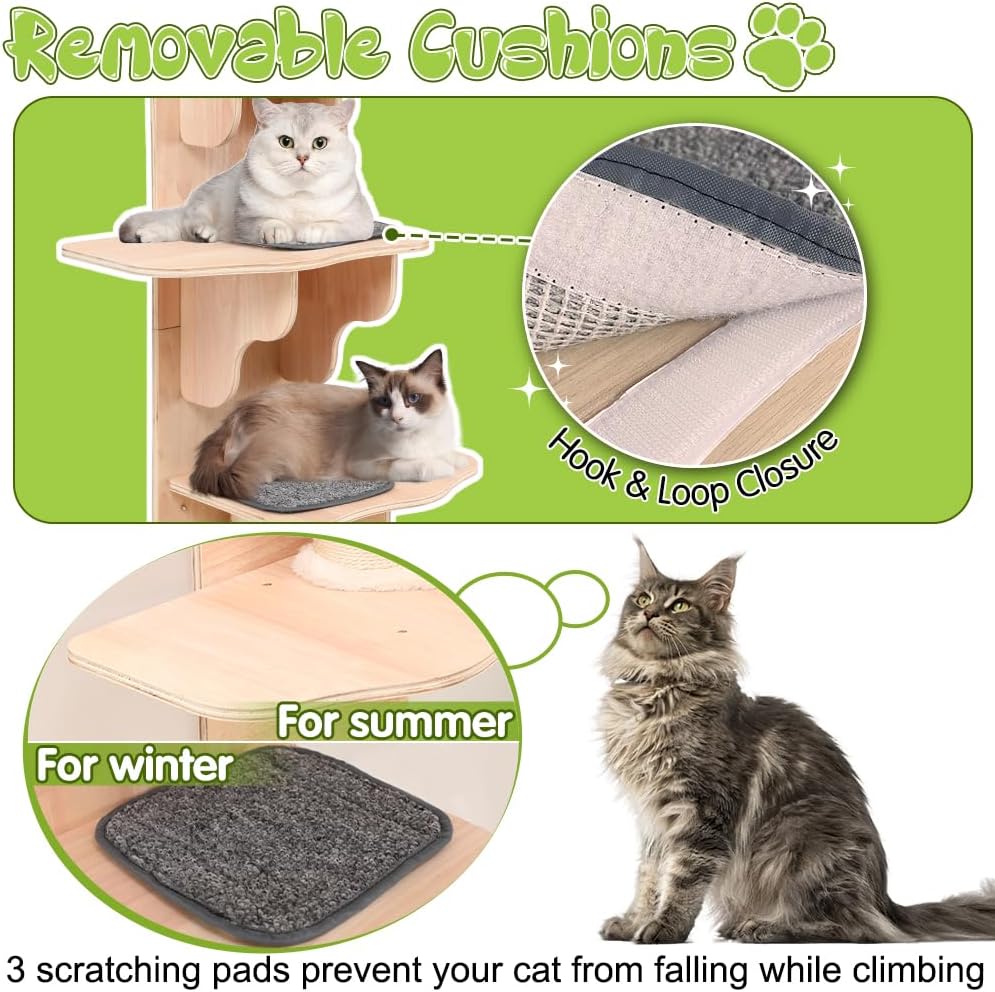 4-Tier Door Hanging Cat Tree with Scratching Post and Hammock G317251