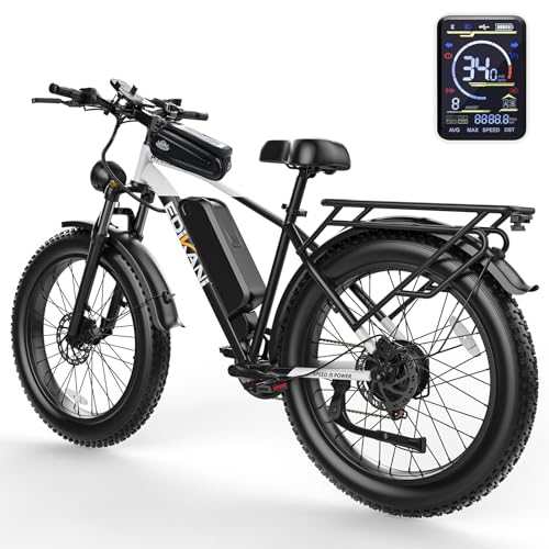 26" Electric Bike, 90 Miles, 34MPH, Peak 1500W, Fat Tire, 48V 864WH Removable Battery, Brake Light K978217