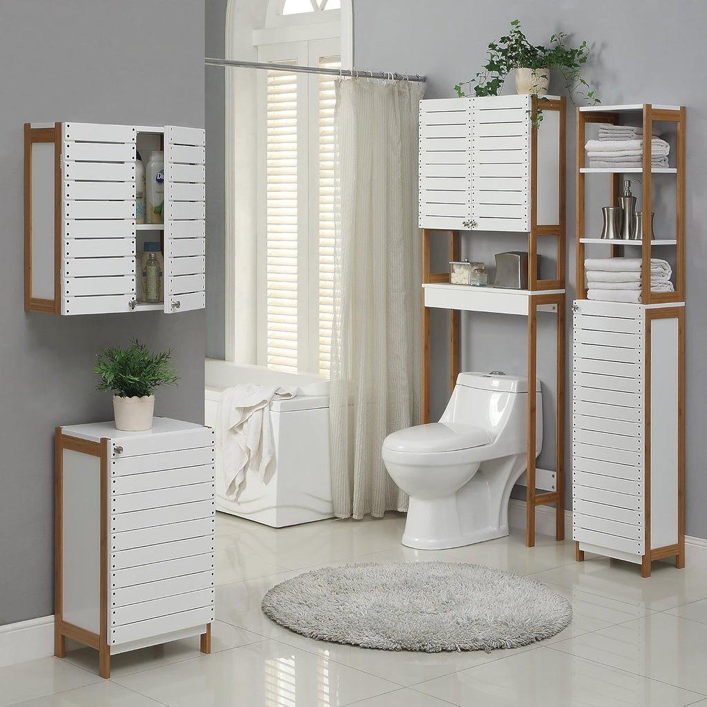 White Bamboo 3 Shelf Over The Toilet Cabinet D892846