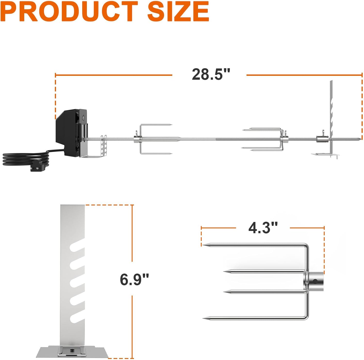 Universal Rotisserie Grill Kit with Motor and Spit Rod O5762