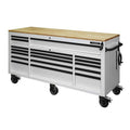 72 in. W Heavy Duty Matte White Mobile Workbench Cabinet with Wood Top H105