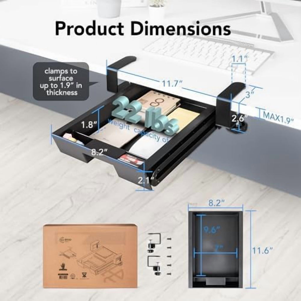 Black Slide-Out Storage Drawer with C-Clamp Mount Y9847