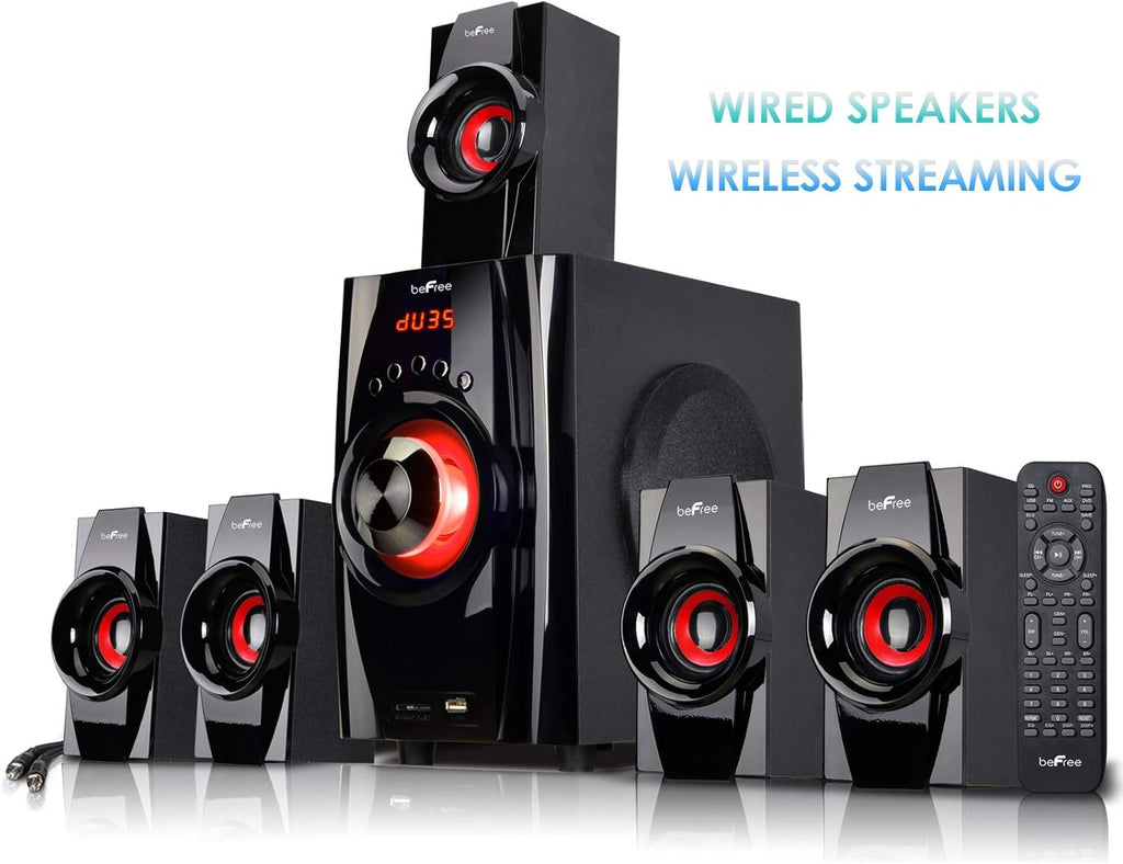 Red 5.1 Channel Bluetooth Speaker System with Remote Control R372