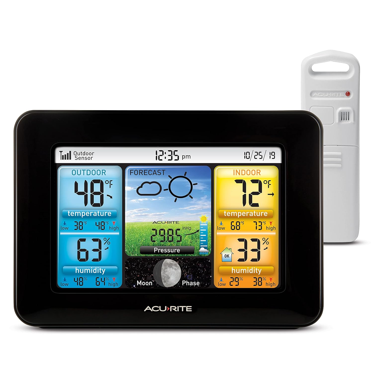 White Home Weather Station with Color Display and Indoor Outdoor Thermometer H61076