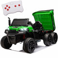 Green 2 Seater 4WD Ride On Car with EVA Tires, Remote Control, Dump Bed C73727