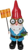 Metal Garden Gnome Statue with Solar Lighted Eyes J2752