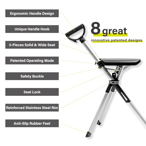 Portable Walking Stick Cane with Seat Foldable Chair Lightweight Aluminum V625571