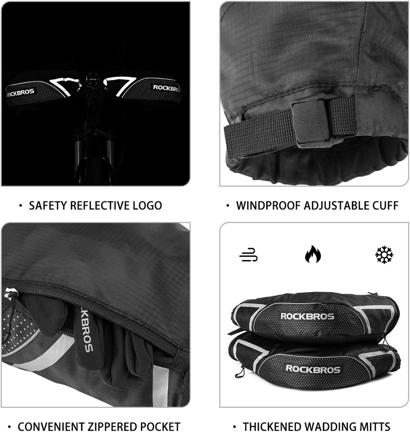 Handlebar Mittens Mountain Bike Bicycle Bar Mitts Winter Cycling Jackets H465