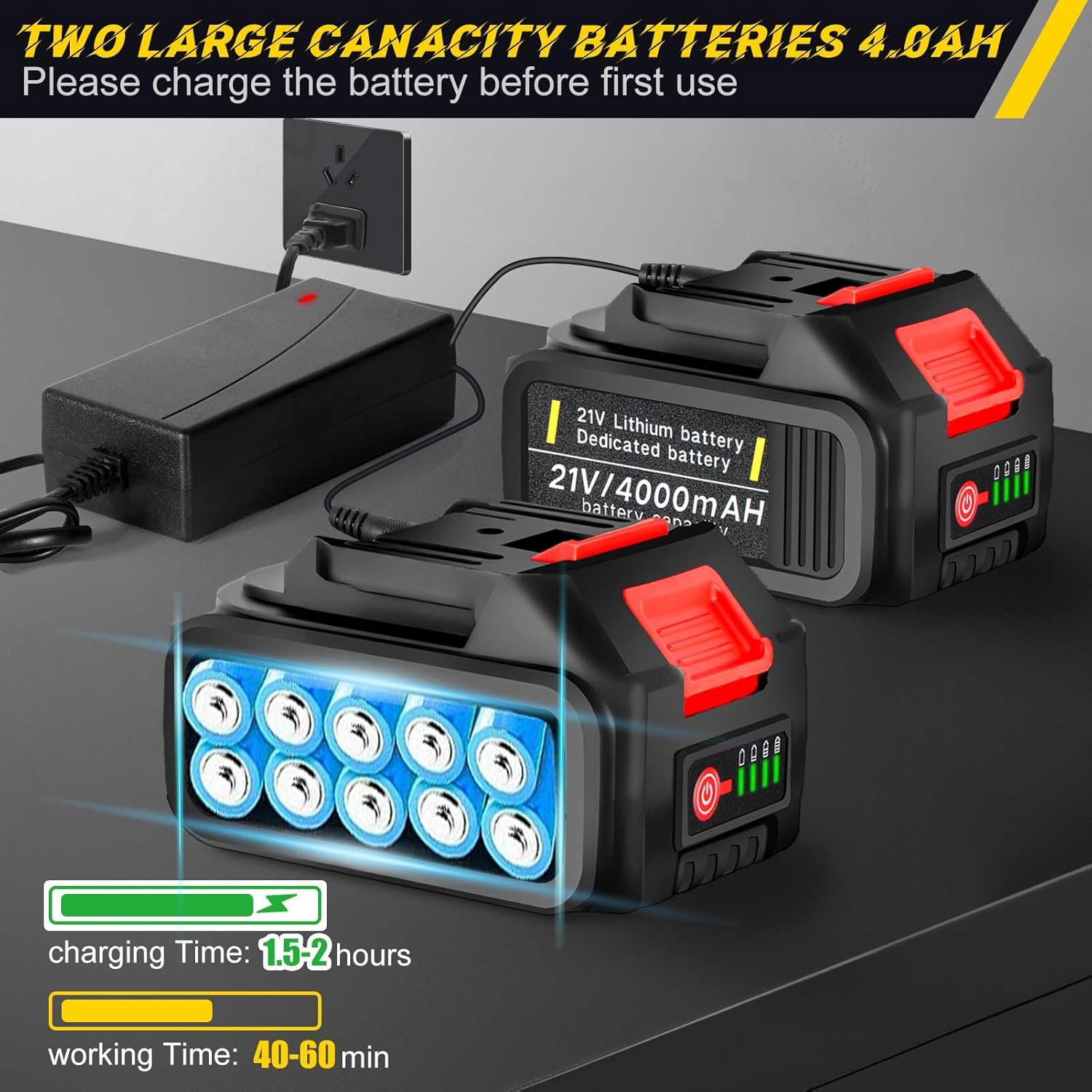 21V Cordless Weed Eater with 2 x 4.0Ah Batteries O2421
