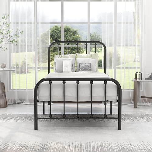 Gold Twin Size Metal Platform Bed Frame I497887