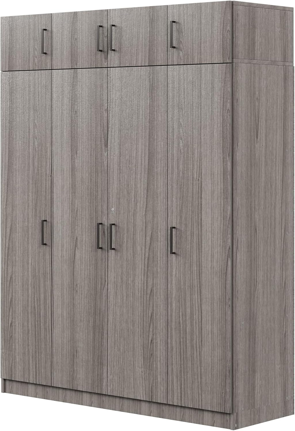 Gray 4-Door 1 Drawer Wood Wardrobe J3015