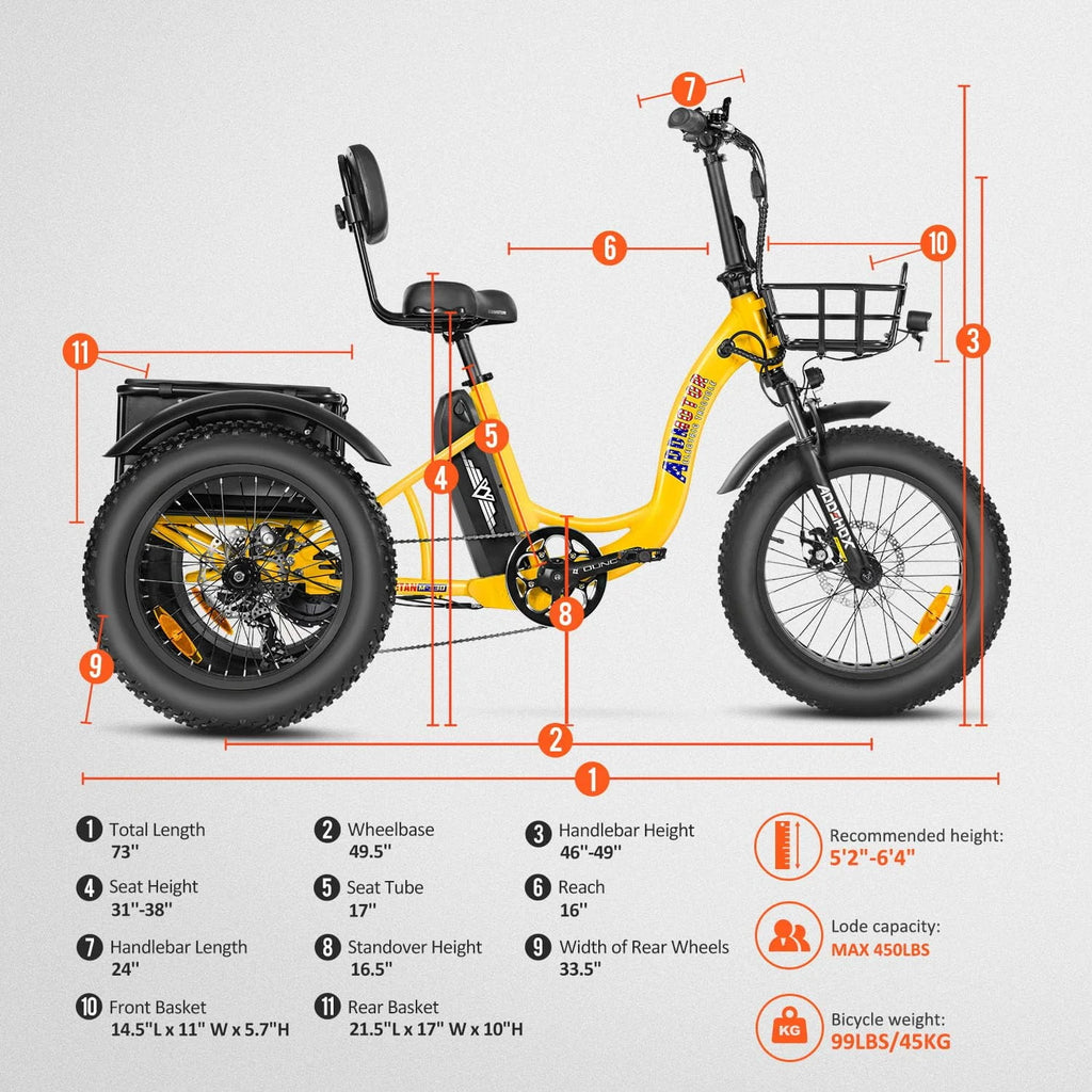 Black 750W 48V 20Ah Electric Tricycle C2132