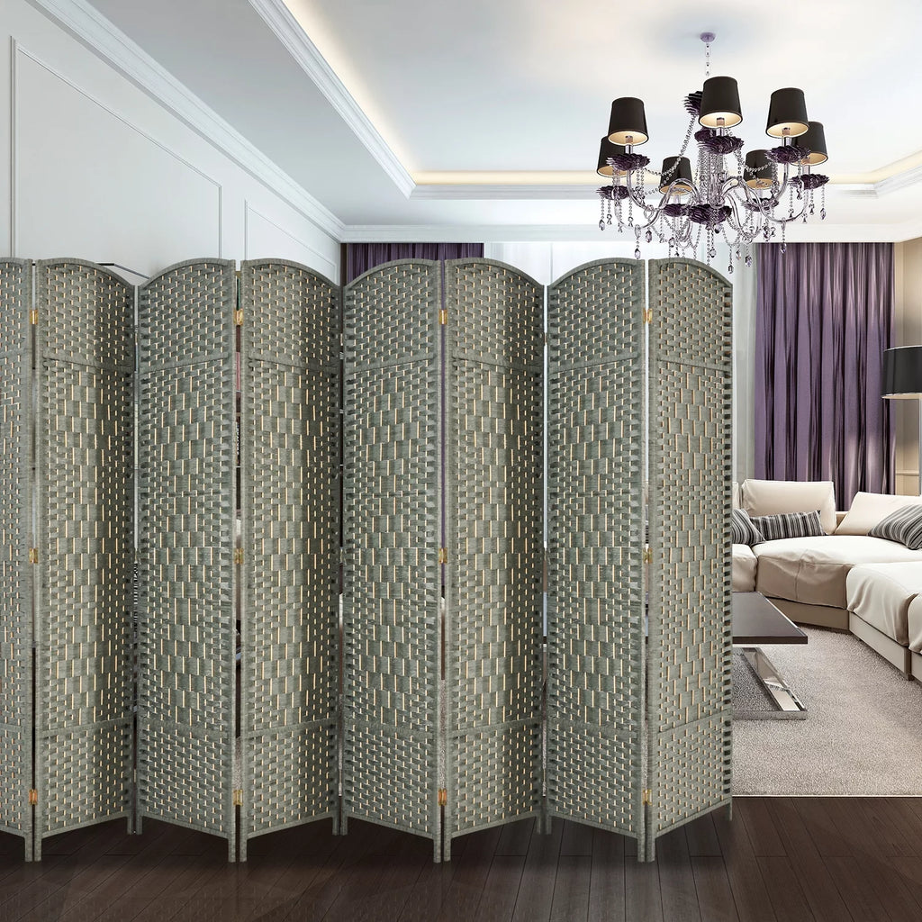 5.7ft Grey Wood Room Divider 8 Panels J874357