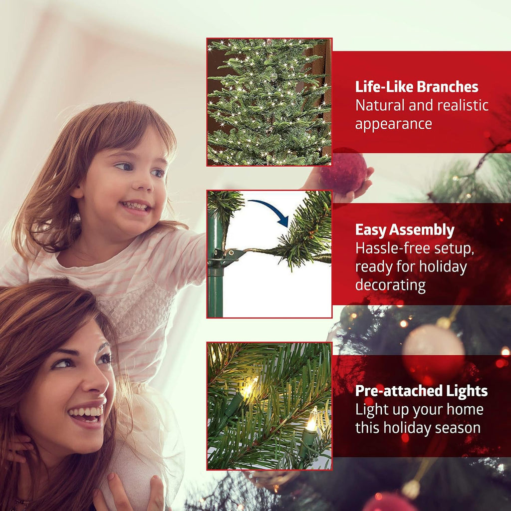 7.5' Pre Lit Artificial Christmas Tree with Clear Incandescent Lights I96381
