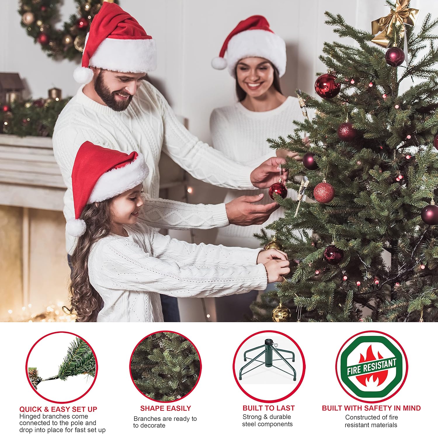 7.5' Pre Lit Artificial Christmas Tree with Clear Incandescent Lights I96381