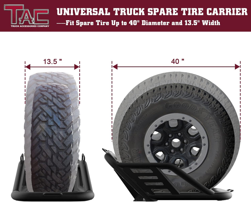 Fine Textured Black Universal Spare Tire Carrier for 40 inch Tire H704