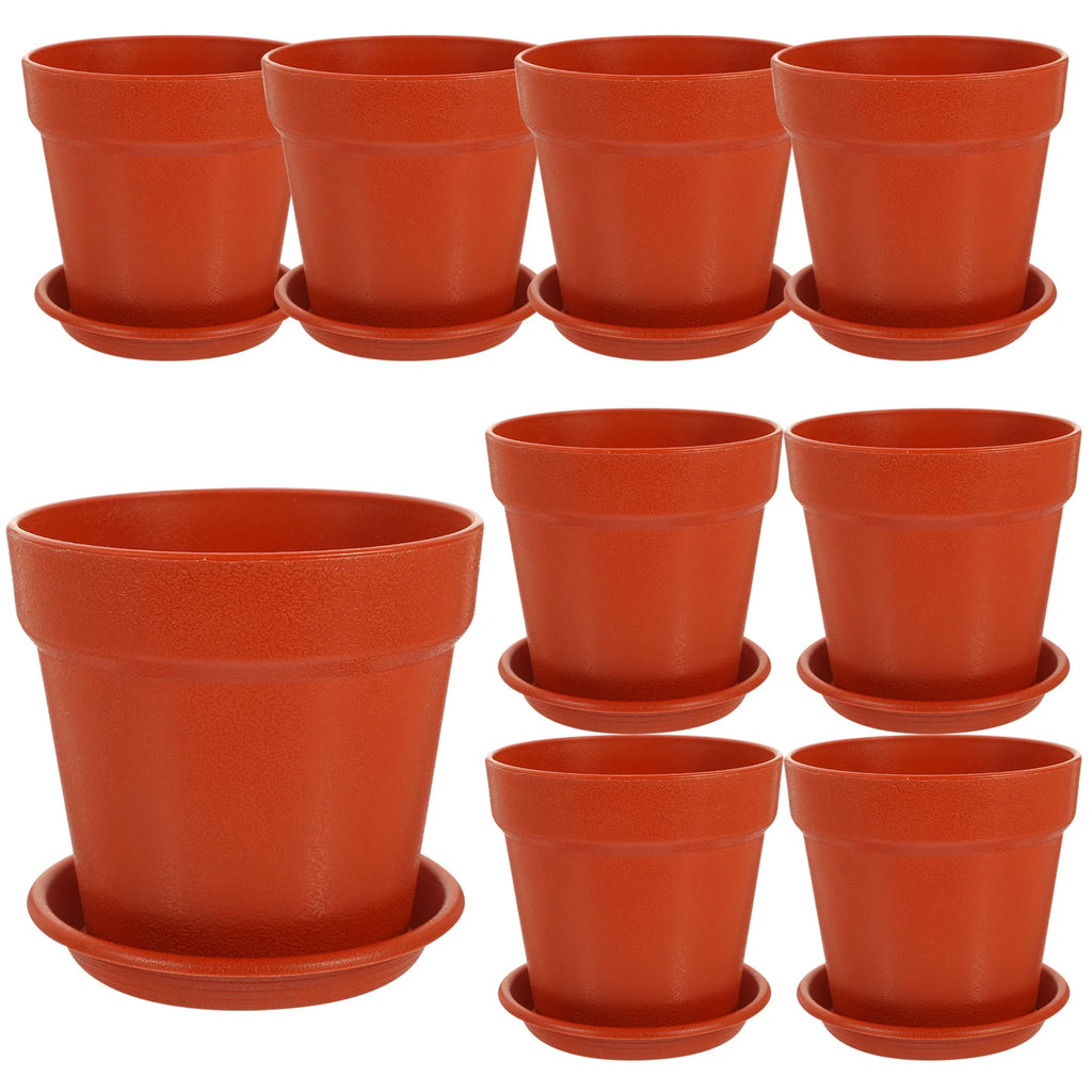 10 Sets Imitation Pottery Plastic Flower Nursery Garden Planter N277433