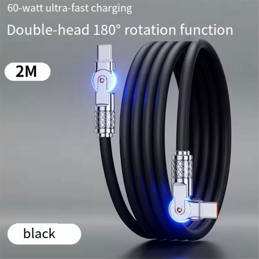 Type-C to Type-C 180° Swivel Double Elbow Data Cable 2m H71856