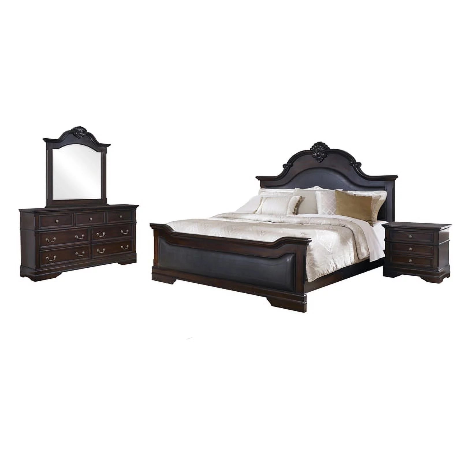 Carved Bedroom Set Cappuccino F38168