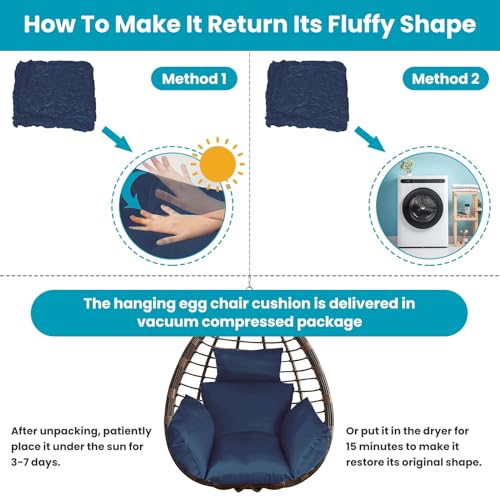 Grey Hanging Egg Chair Cushion with Pillow Q95461