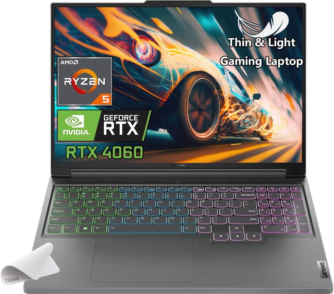 Lenovo Legion Slim 5 Gaming Laptop, 16” WUXGA Screen, NVIDIA GeForce RTX 4060, AMD Ryzen 5 7640HS, 64GB RAM, 2TB PCIe SSD G682
