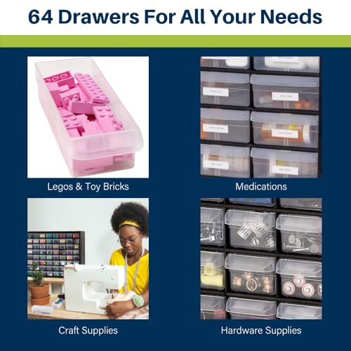 24-Drawer Plastic Drawer Storage Cabinet Black U1637